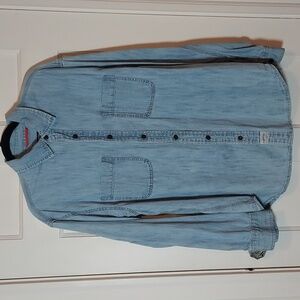 Signature by Levi Strauss Shirt Men's Light Blue Denim Button Down Size Large